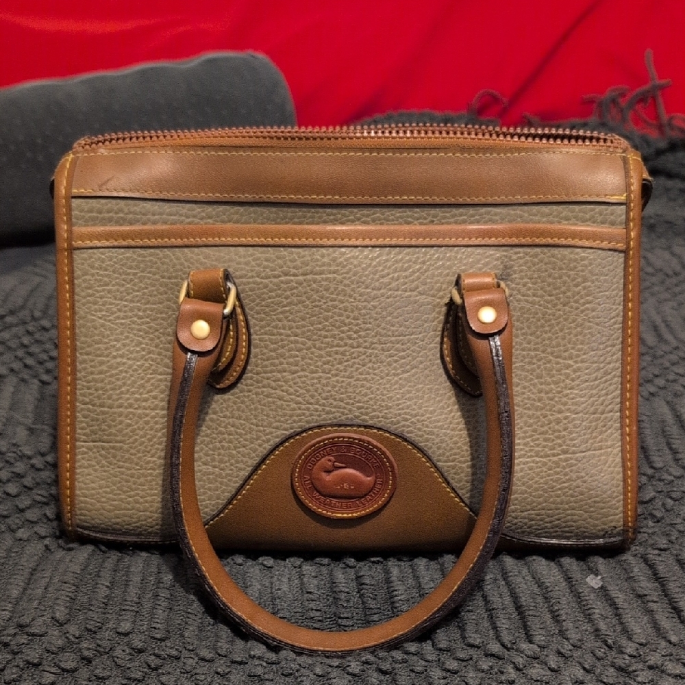Dooney & Bourke Olive and Tan Leather Top-Handle‎ Satchel Bag